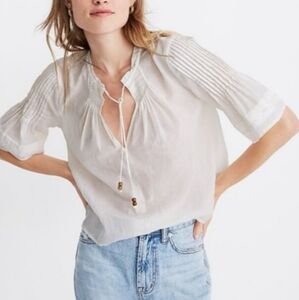 Madewell X Warm Pintuck Tieneck Blouse